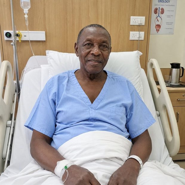 Mr. Emmanuel Mukasa From Uganda After Robotic Prostatectomy Surgery In India